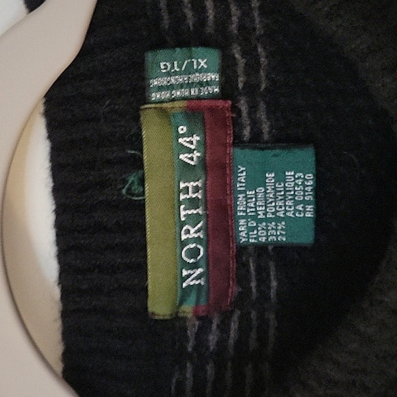 North 44 Italian Merino Wool Black Oversized Skater Ski Sweater Size XL - Picture 5 of 8